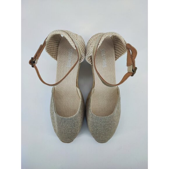 Soludos Women's Beige Open Toe Mid Wedge Espadrille Shoe Size 7.5 US - Picture 5 of 9